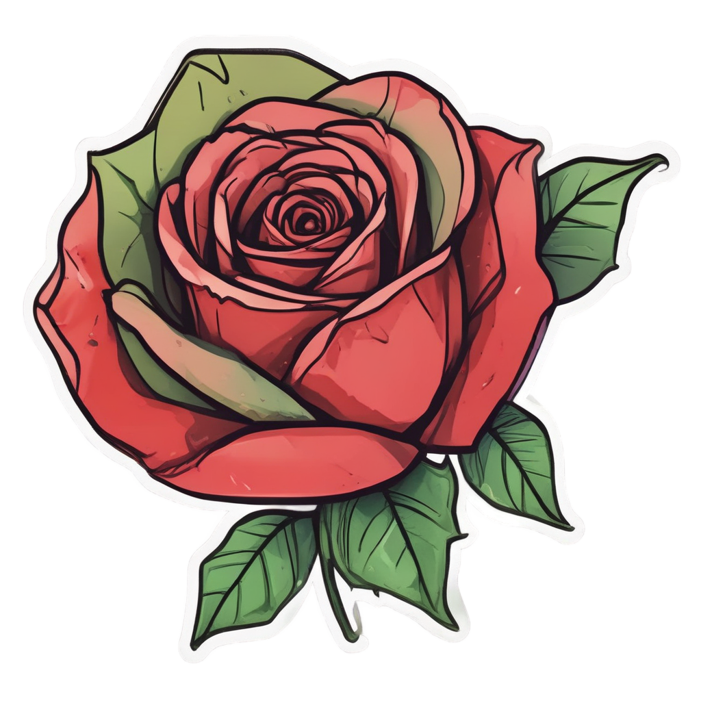 Rose with Thorn — line botanical stickers