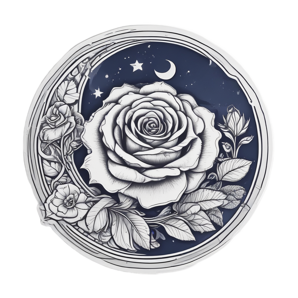 Rose Wrapped in Moon — american traditional stickers
