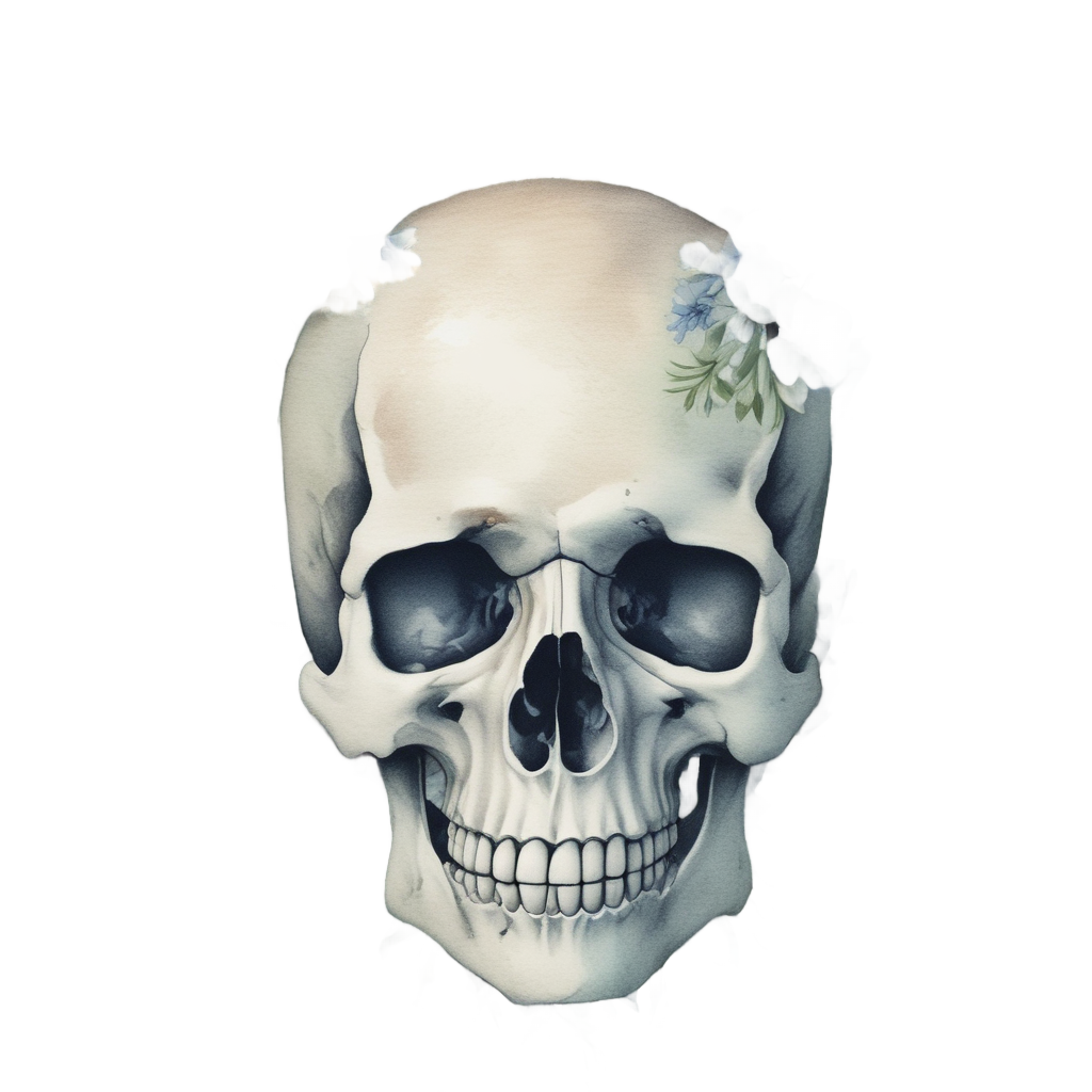 Rosemary Remembrance Skull — line-art skull stickers