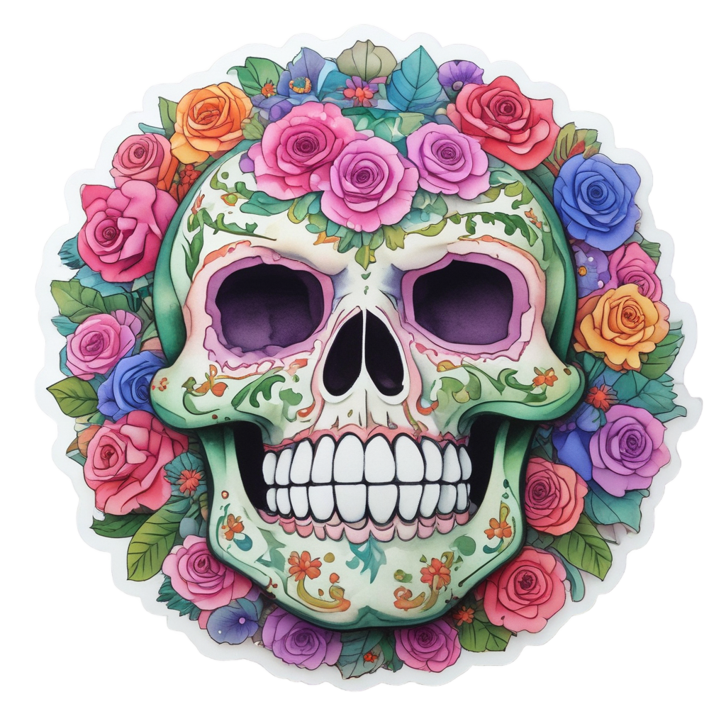 Rosette Laughing Bloom — sugar skull stickers