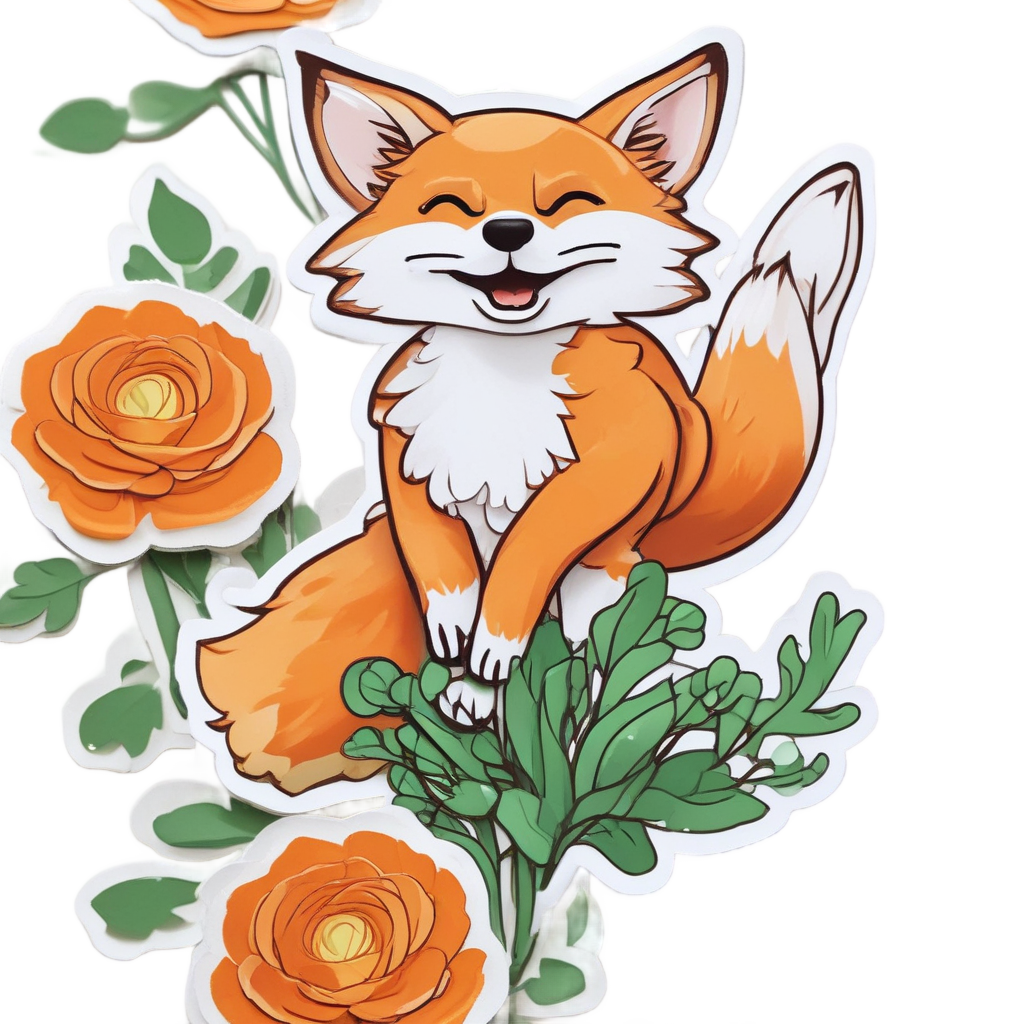 Running Ranunculus Bouquet Fox — bouquets stickers