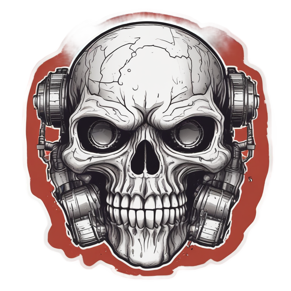 Rusty Road Warrior — biker & chrome skull stickers