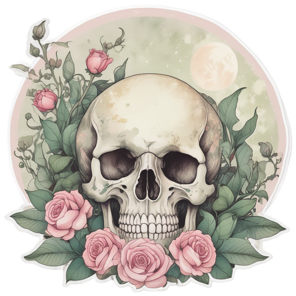 Sage Moon Serpent — floral skull stickers