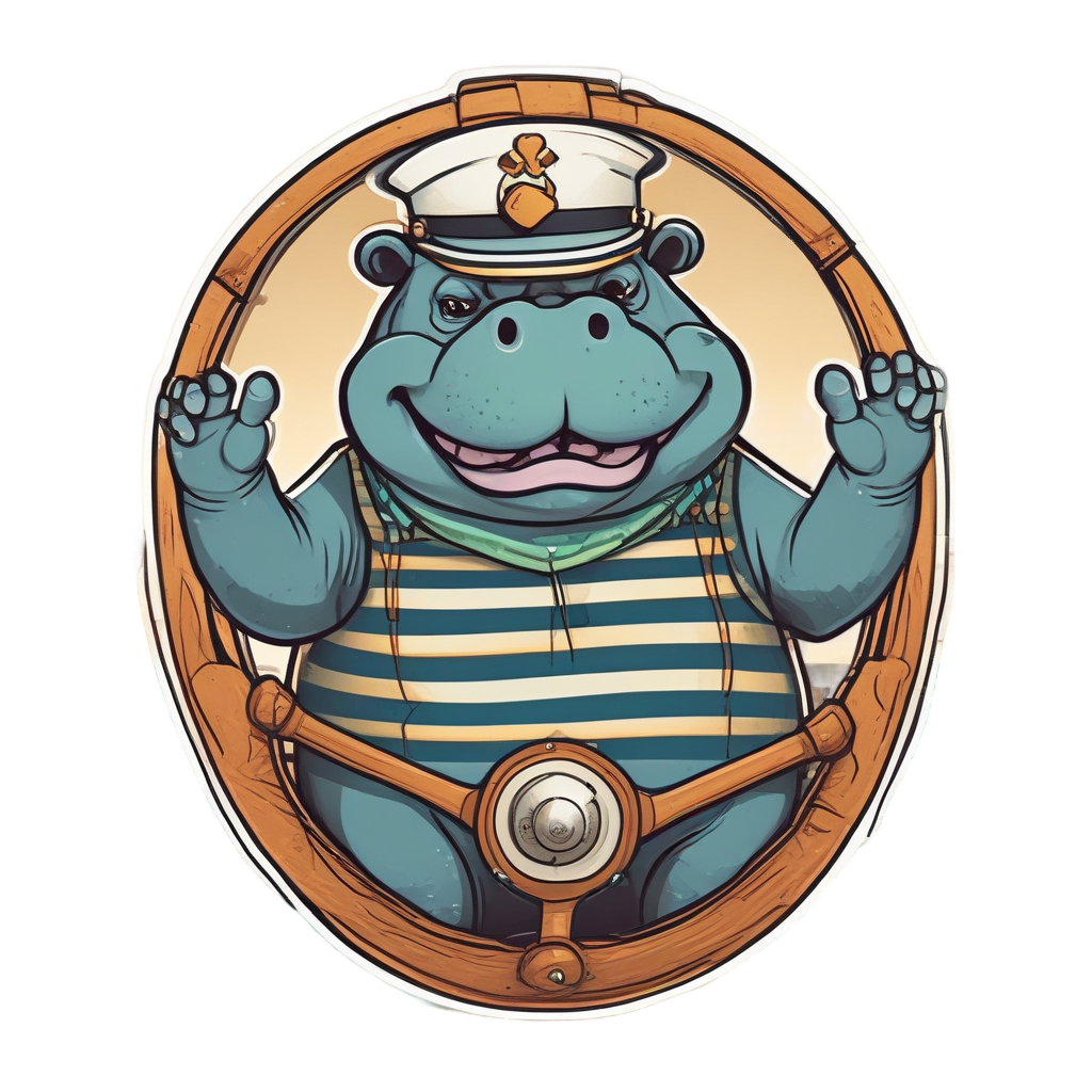 Sailor Hippo at Sea — safari nursery stickers