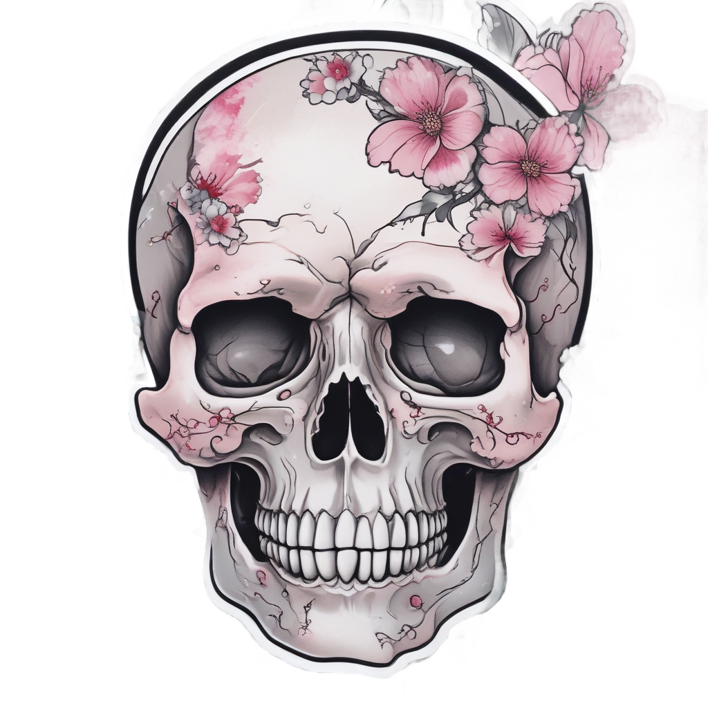 Sakura Death Skull — crystals & healing stickers