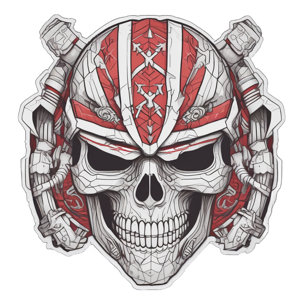 Samurai Skull Crest — minimal skull stickers