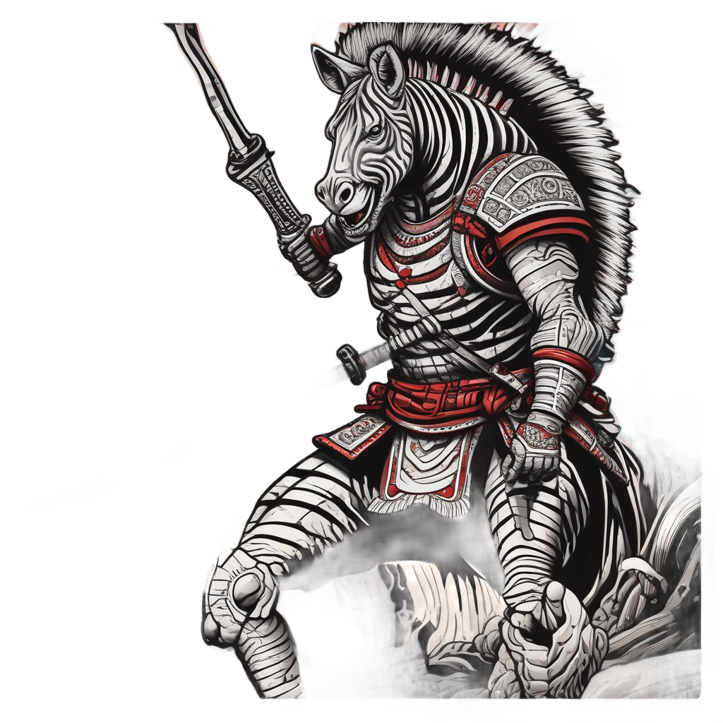 Samurai Zebra with Katana — safari nursery stickers