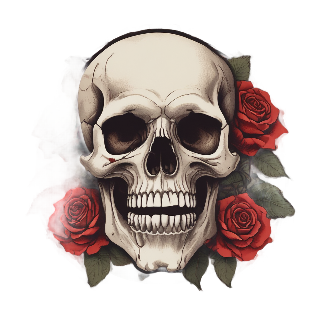 Sanguine Bloom Grin — watercolor skull & roses stickers