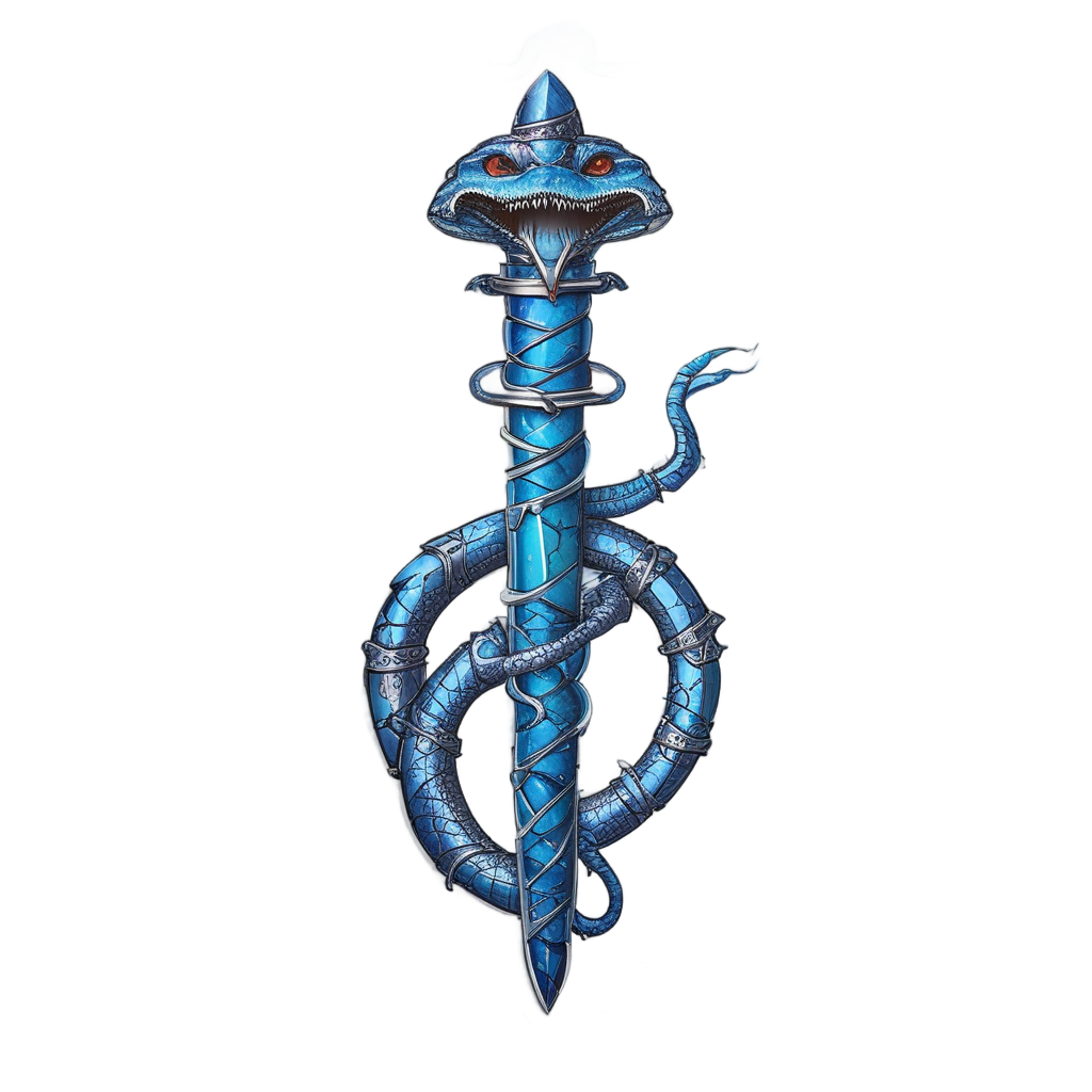 Sapphire Serpent Strike — snake, dagger & rose stickers
