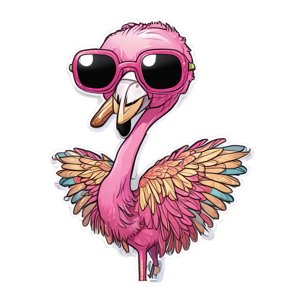 Sassy Flamingo Disco Diva — birds stickers