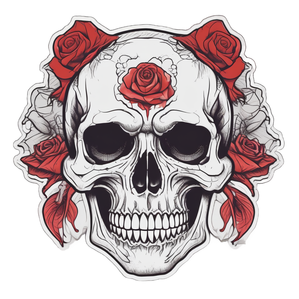 Scarlet Bow Skull — cute skull stickers