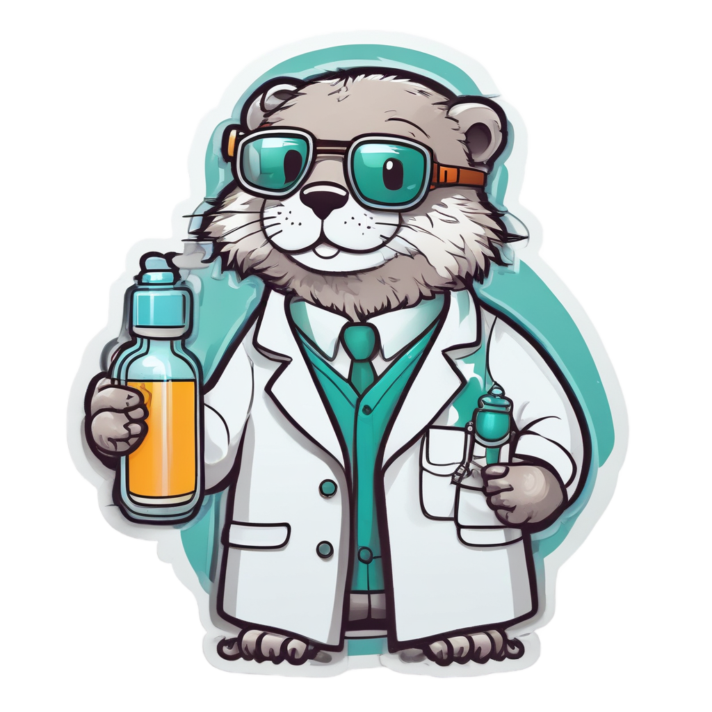 Scientist Otter with Flask — wildlife stickers