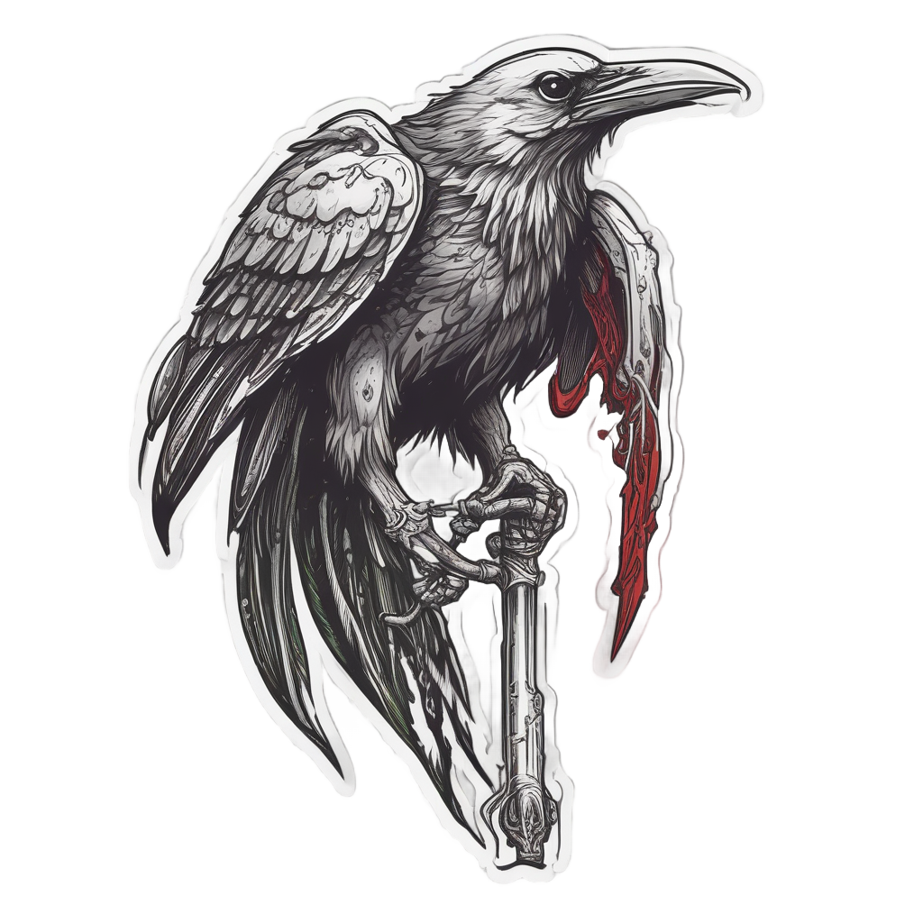 Scythe-Wielding Raven Skull — reaper skull stickers