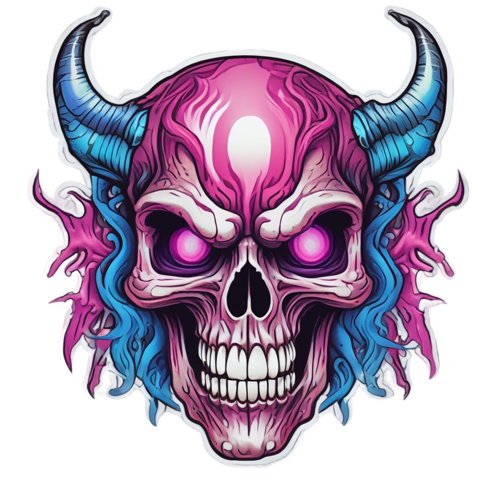 Searing Chrome Demon — biker & chrome skull stickers
