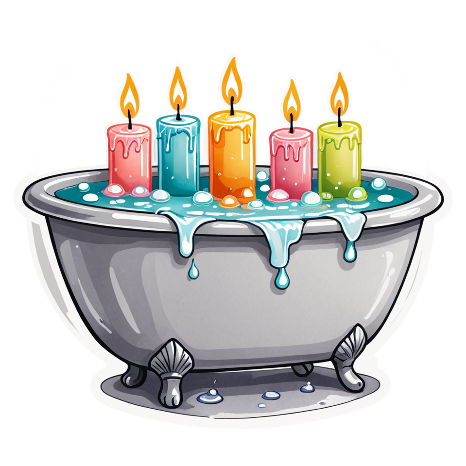 Bubble Bath (watercolor) — self-care stickers