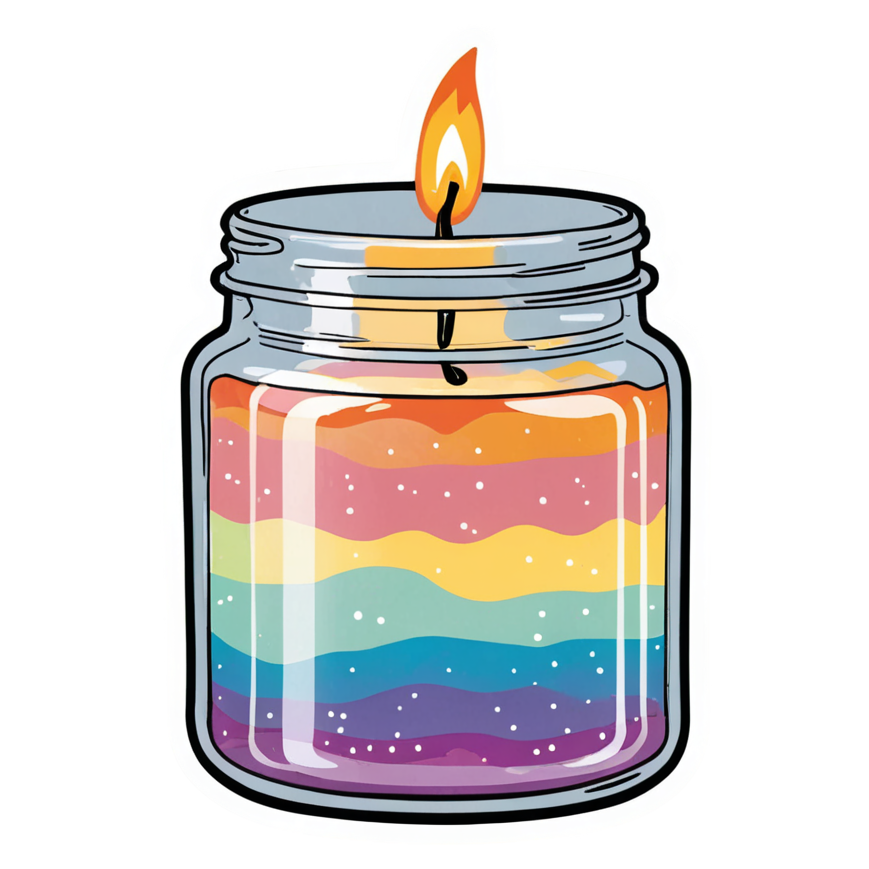 Cozy Candle (holographic) — self-care stickers