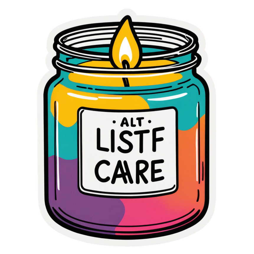 Cozy Candle (neon) — self-care stickers