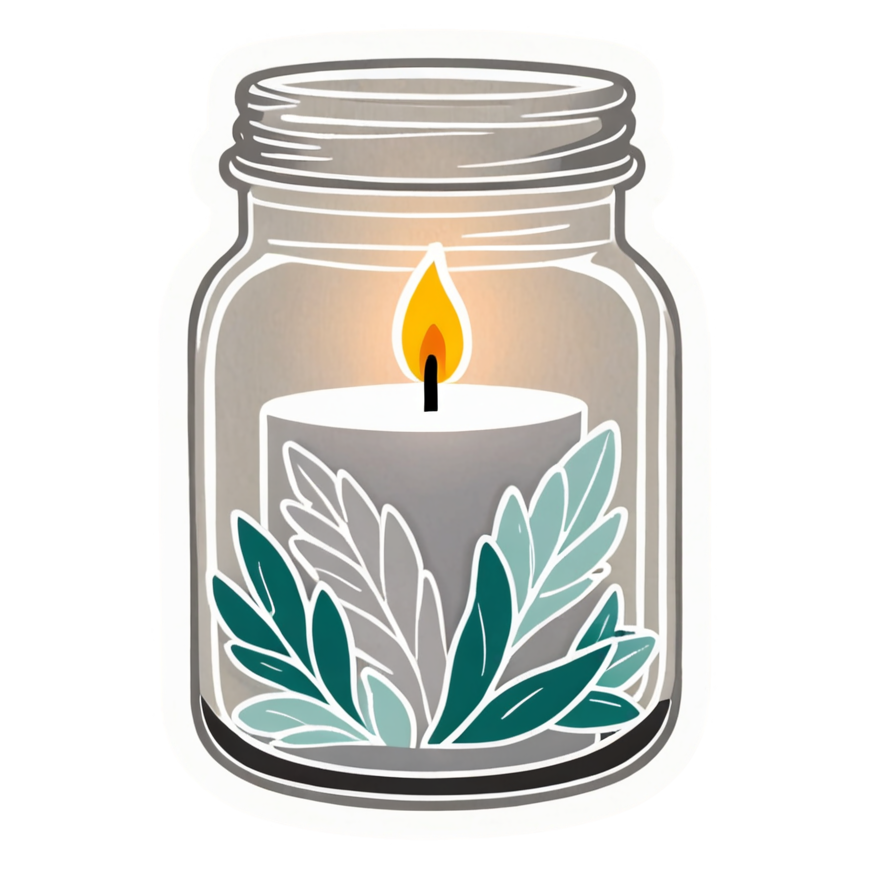 Cozy Candle (papercut) — self-care stickers