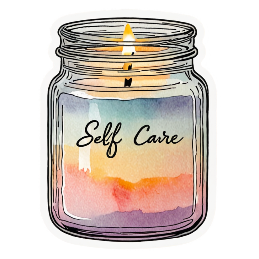 Cozy Candle (watercolor) — self-care stickers