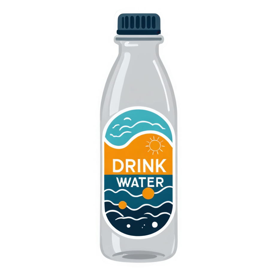 Drink Water (papercut) — self-care stickers