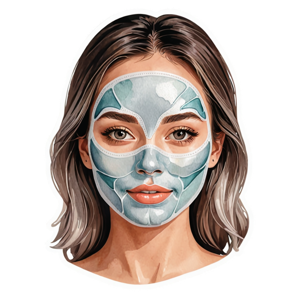 Face Mask (watercolor) — self-care stickers