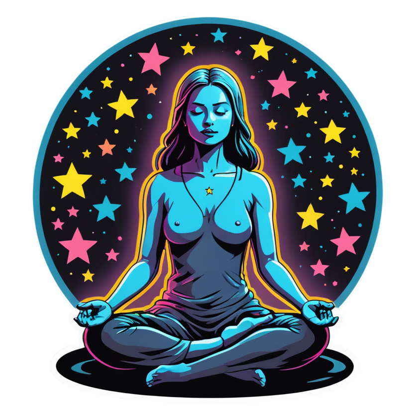 Meditation (neon) — self-care stickers
