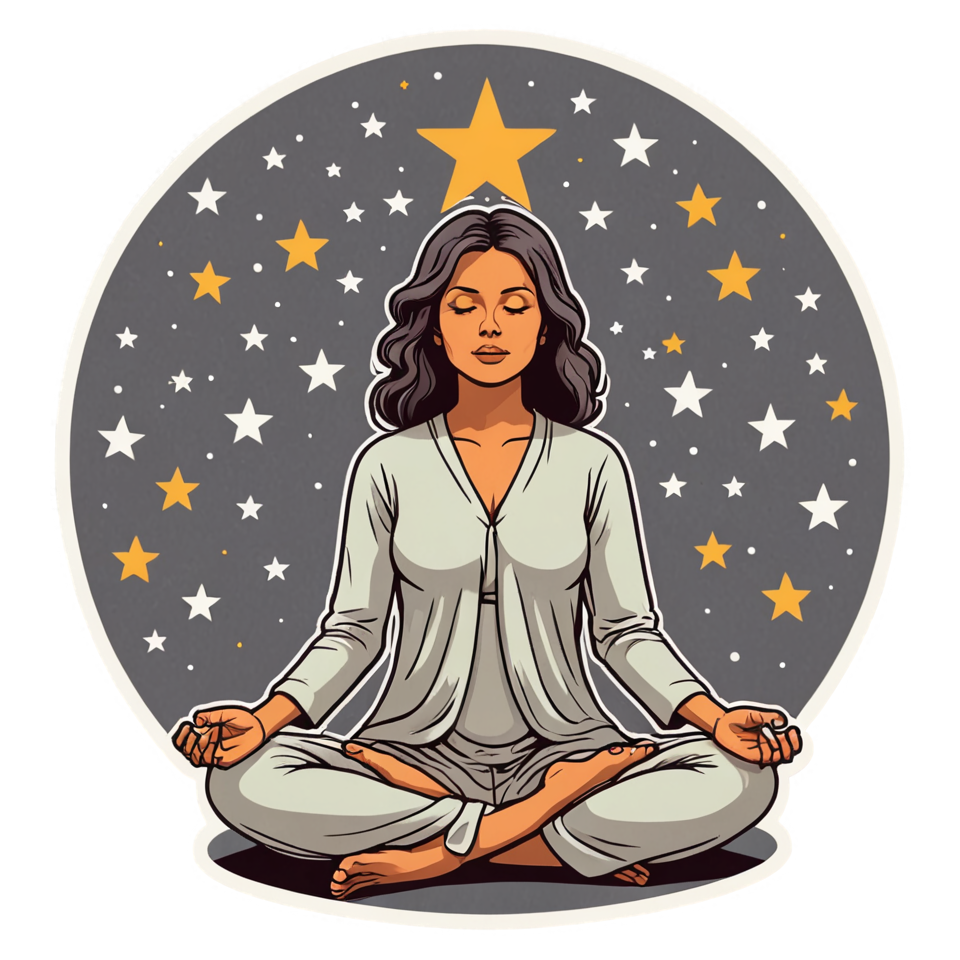 Meditation (retro) — self-care stickers