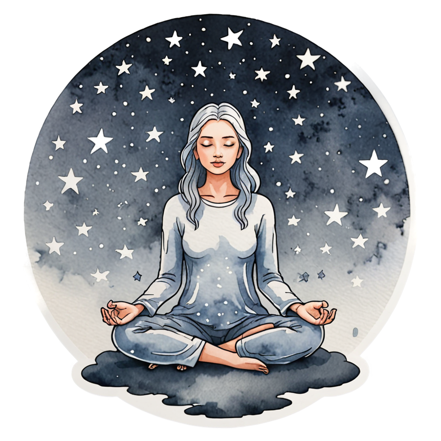 Meditation (watercolor) — self-care stickers
