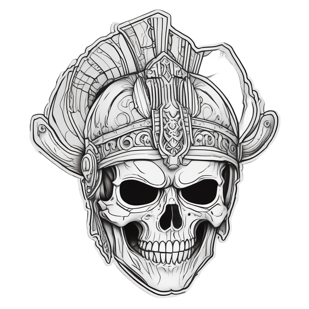 Serene Skull Samurai — minimal skull stickers