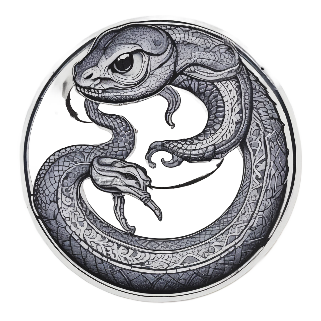Serpentine Moonlit Dance — blackwork flash stickers