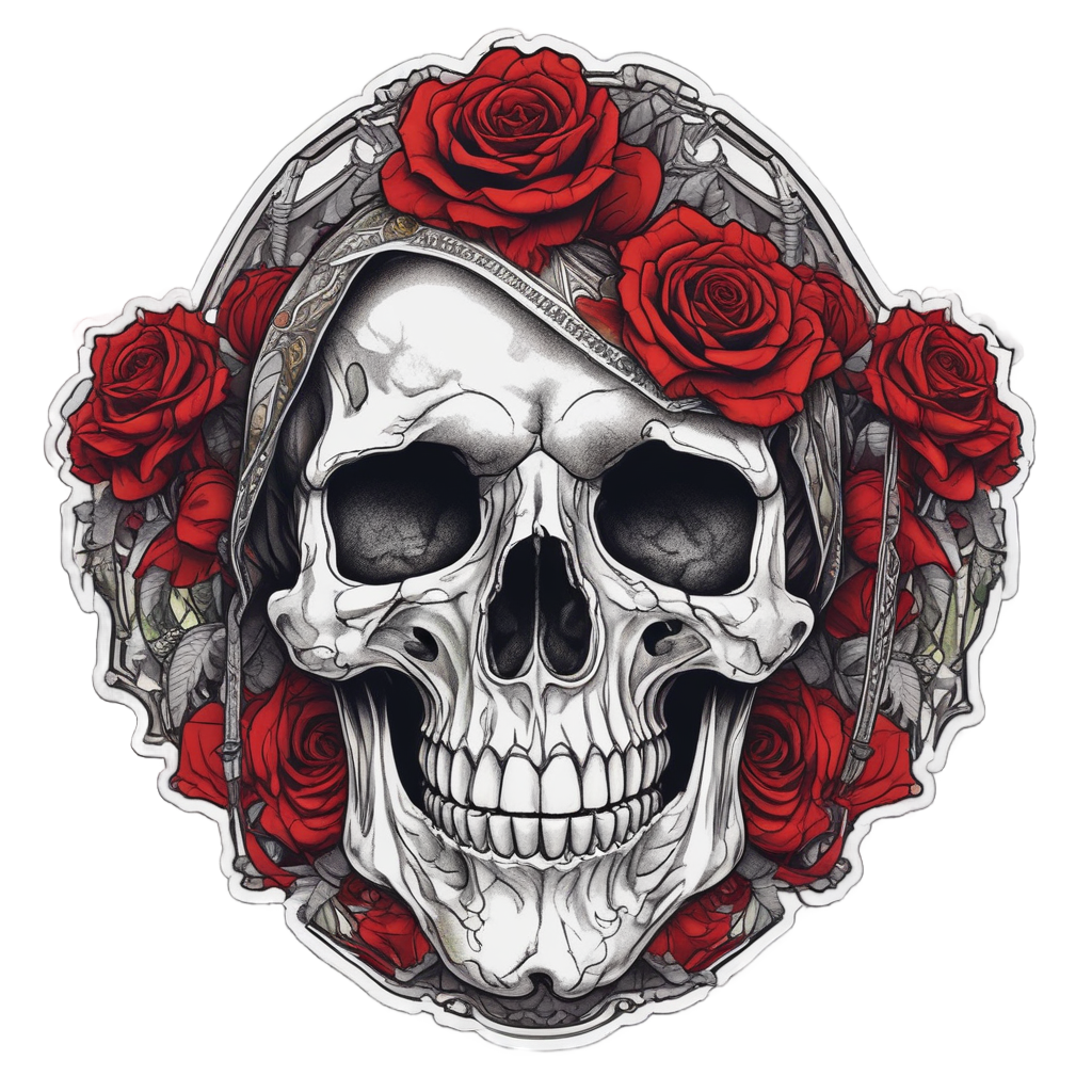 Shadow Rose Veil — watercolor skull & roses stickers