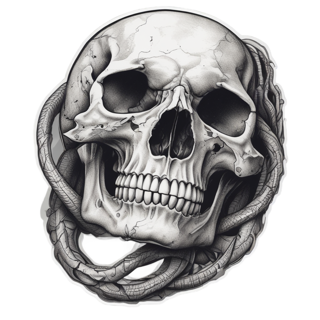 Shadow Veil Skull — line-art skull stickers