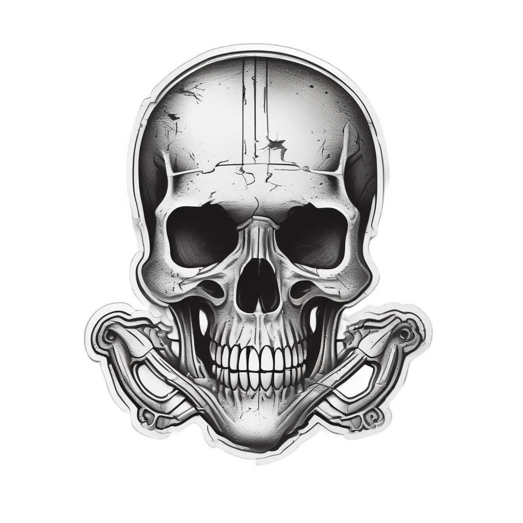 Shadow Wrench Skull — minimal skull stickers