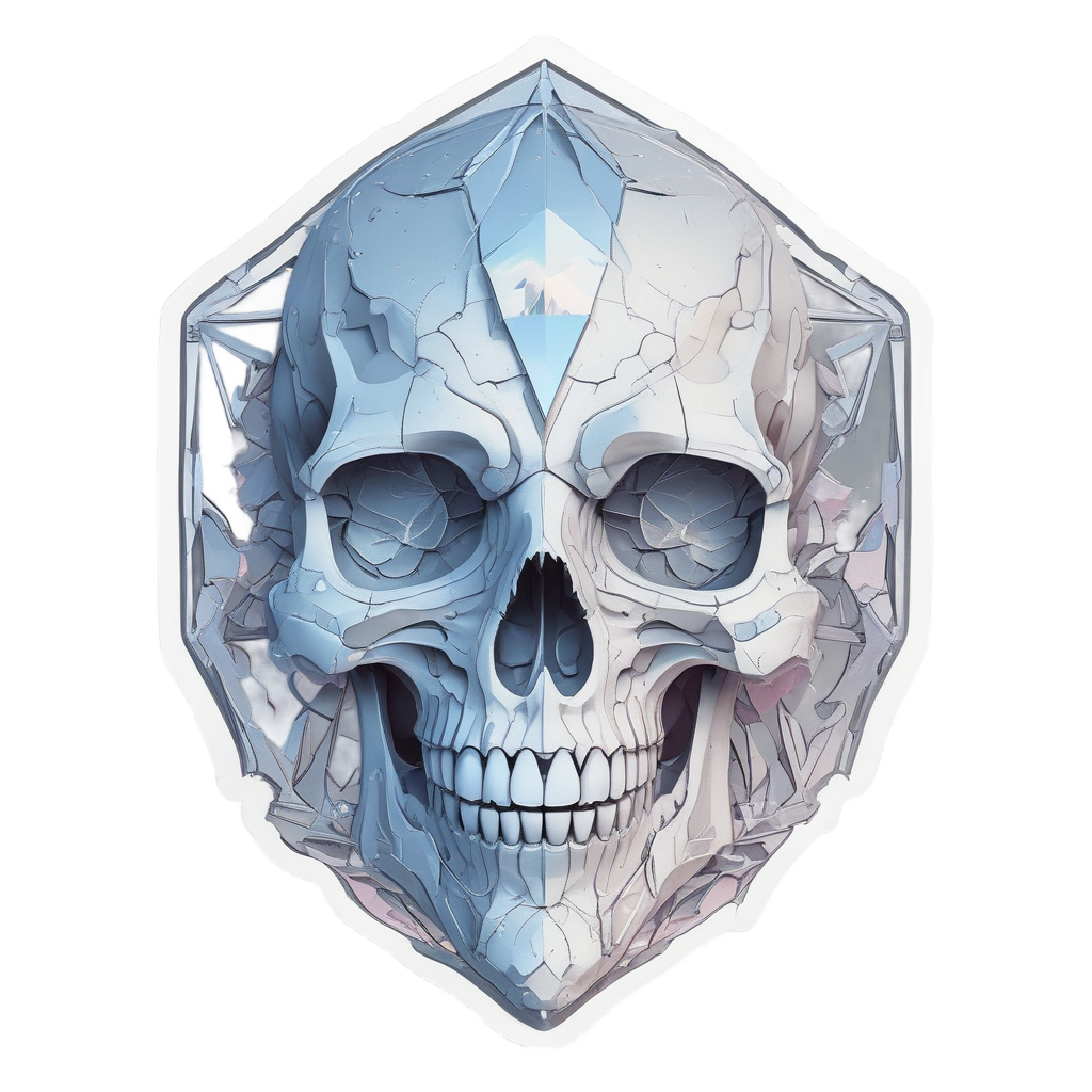 Shattered Diamond Skull — neon cyber skull stickers