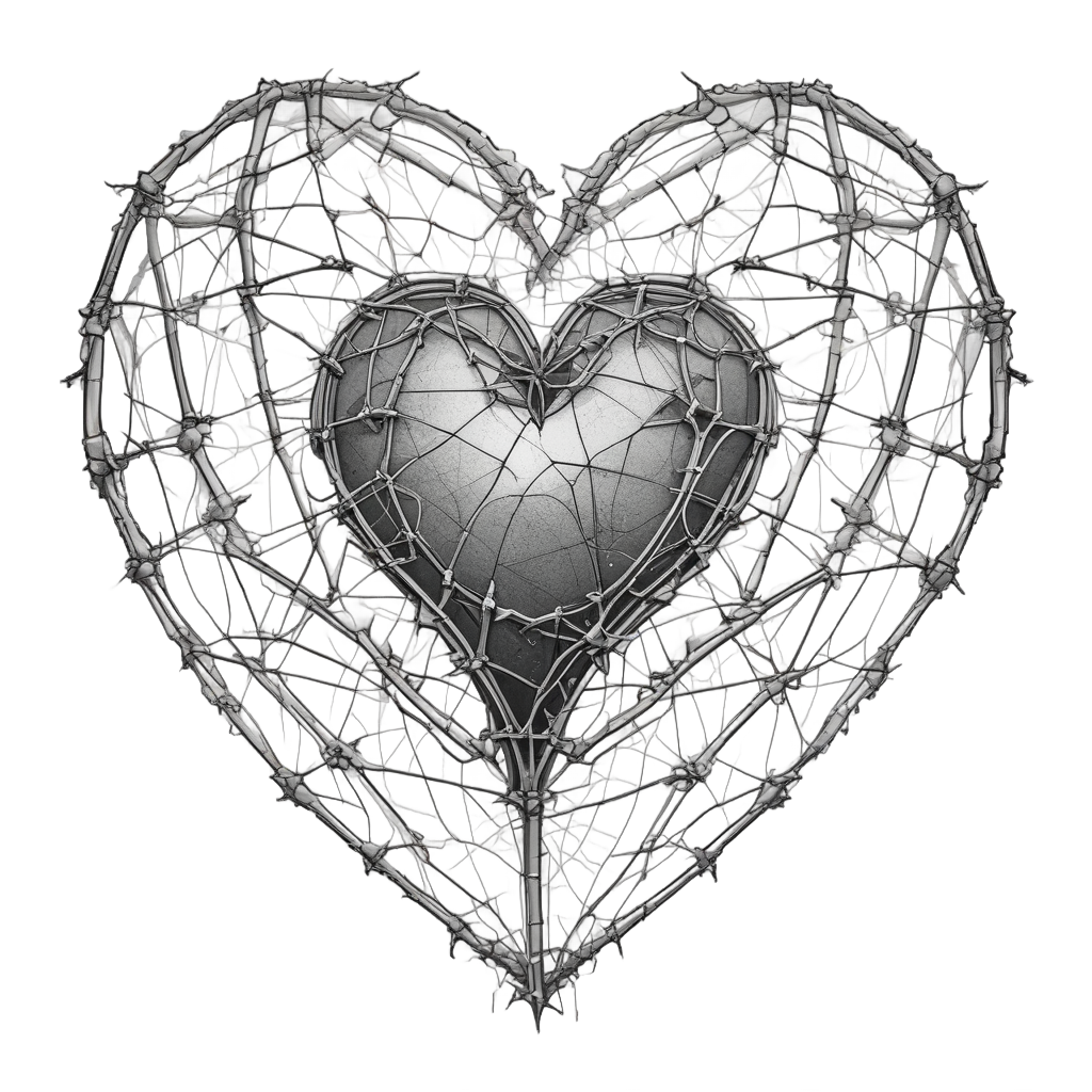 Shattered Glass Heart — barbed wire stickers