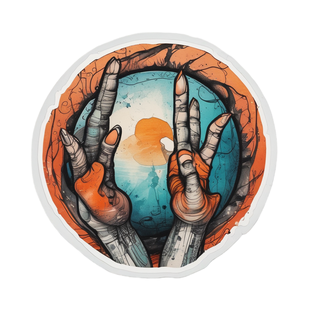Shattered Hand of Fortune — blackwork flash stickers