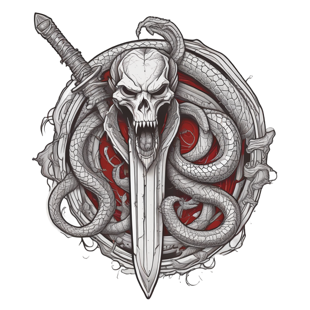 Shattered Serpent Blade — snake, dagger & rose stickers