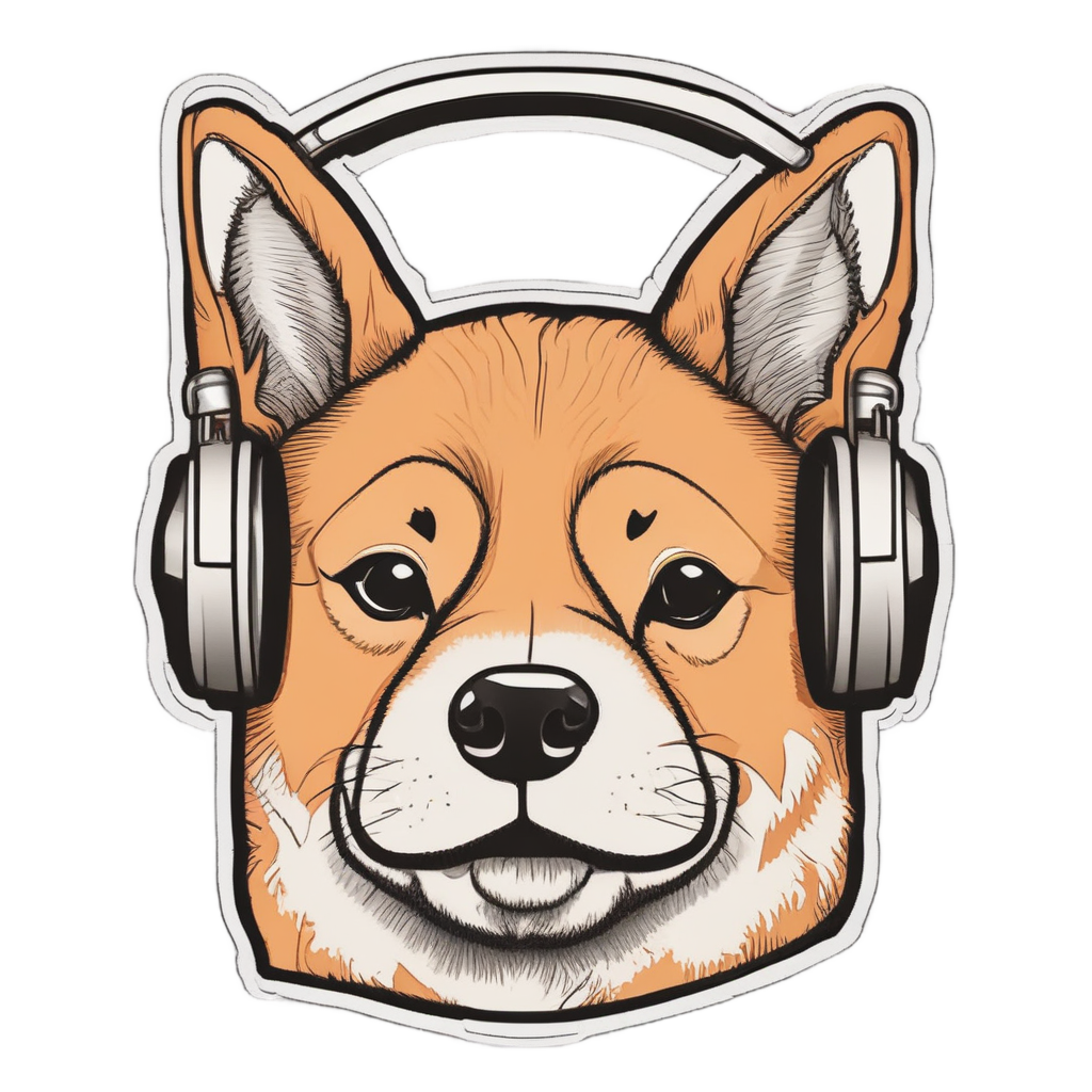 Shiba DJ Headphones — music stickers