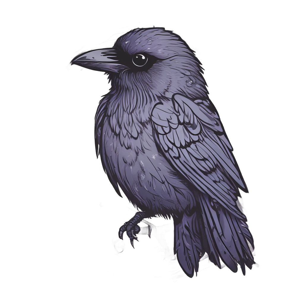 Shy Raven with Cobweb — gothic botanical stickers