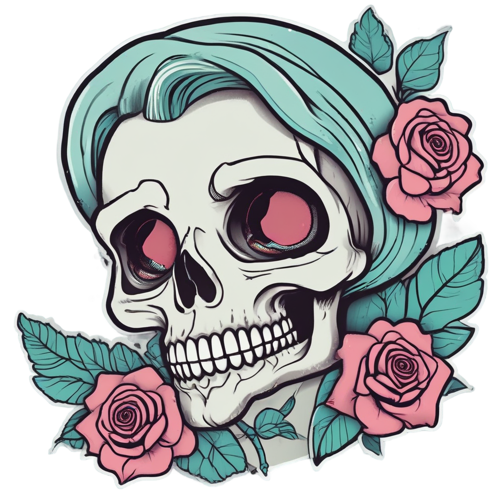 Shy Skull with Rose — cute skull stickers