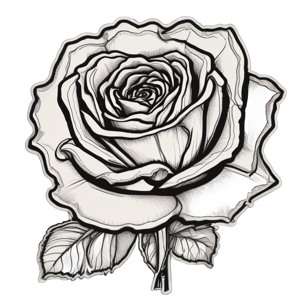 single pressed black rose — dark academia stickers