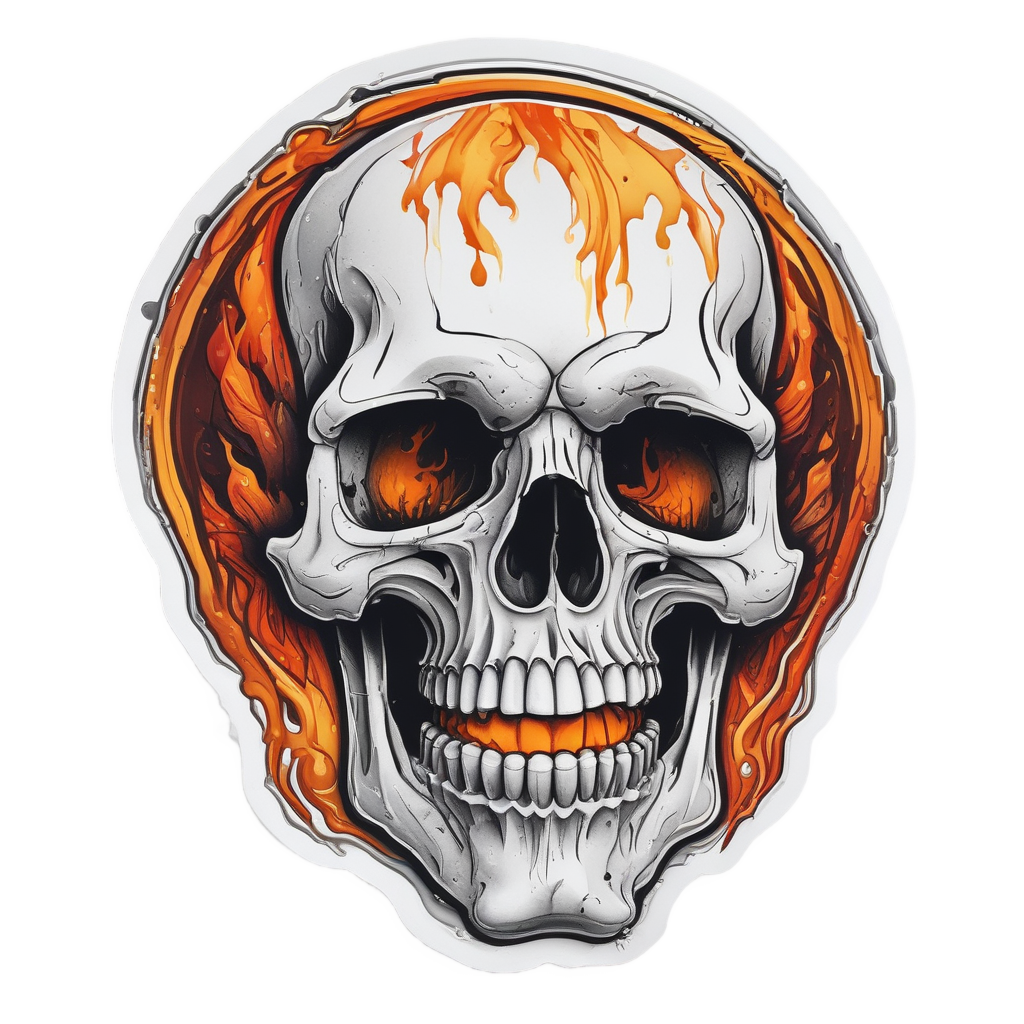 Sizzling Amber Blaze — boho skull stickers