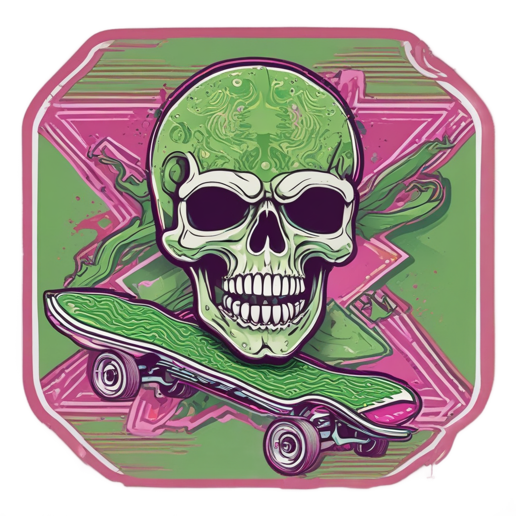 Skateboard Star Skull — line-art skull stickers