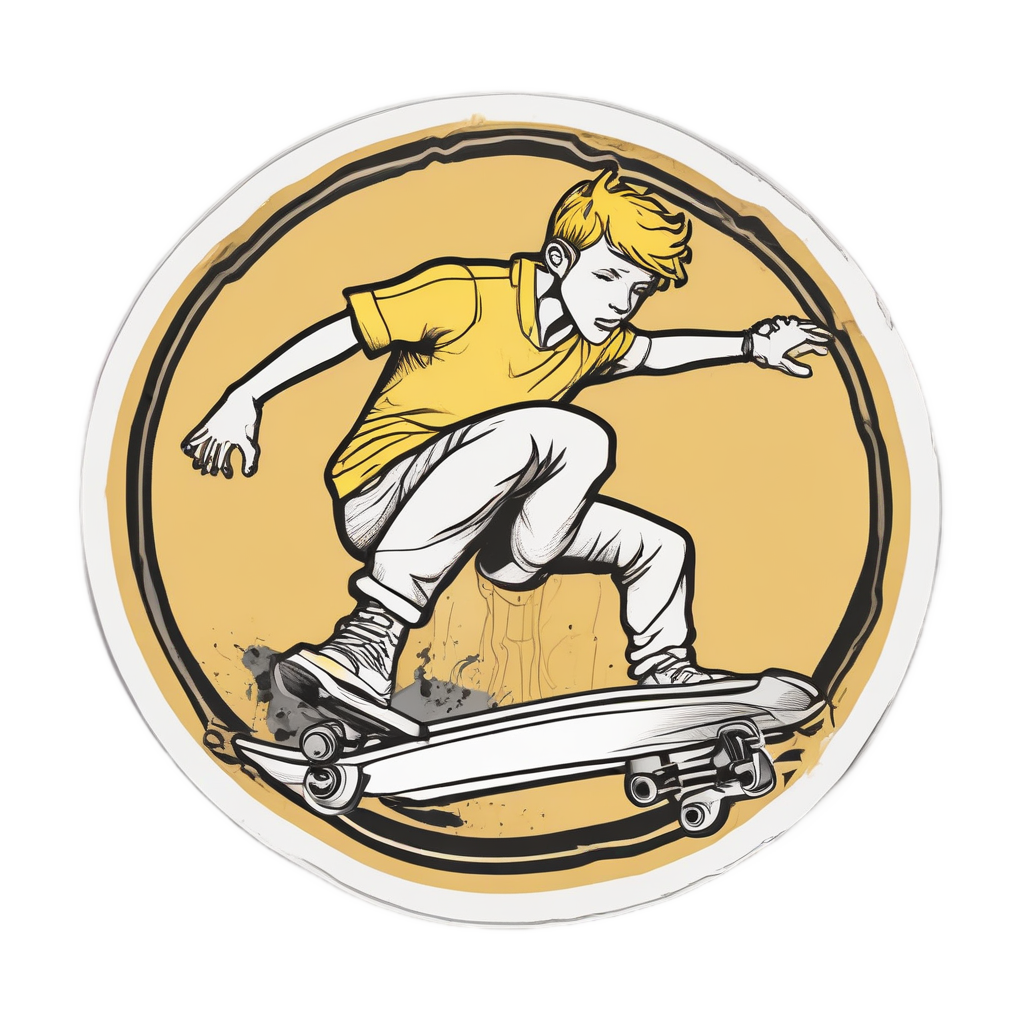 Skateboarding Caution Badge — warning signage stickers