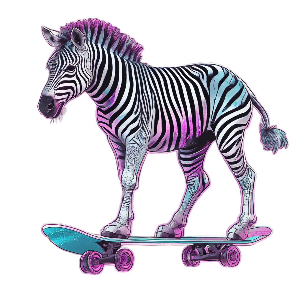 Skateboarding Zebra Pro — safari nursery stickers
