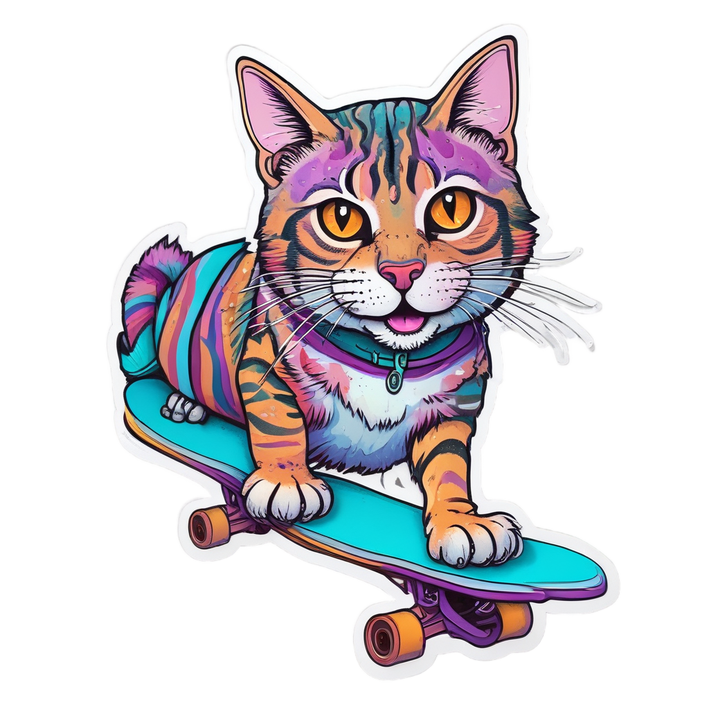 Skater Tabby Drop-In — cats stickers