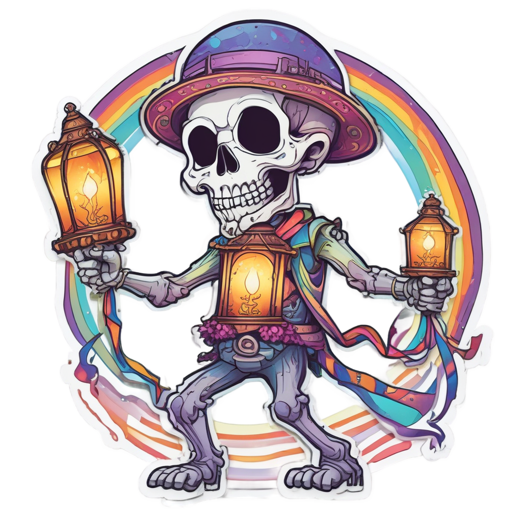 Skeletal Lantern Dancer — reaper skull stickers