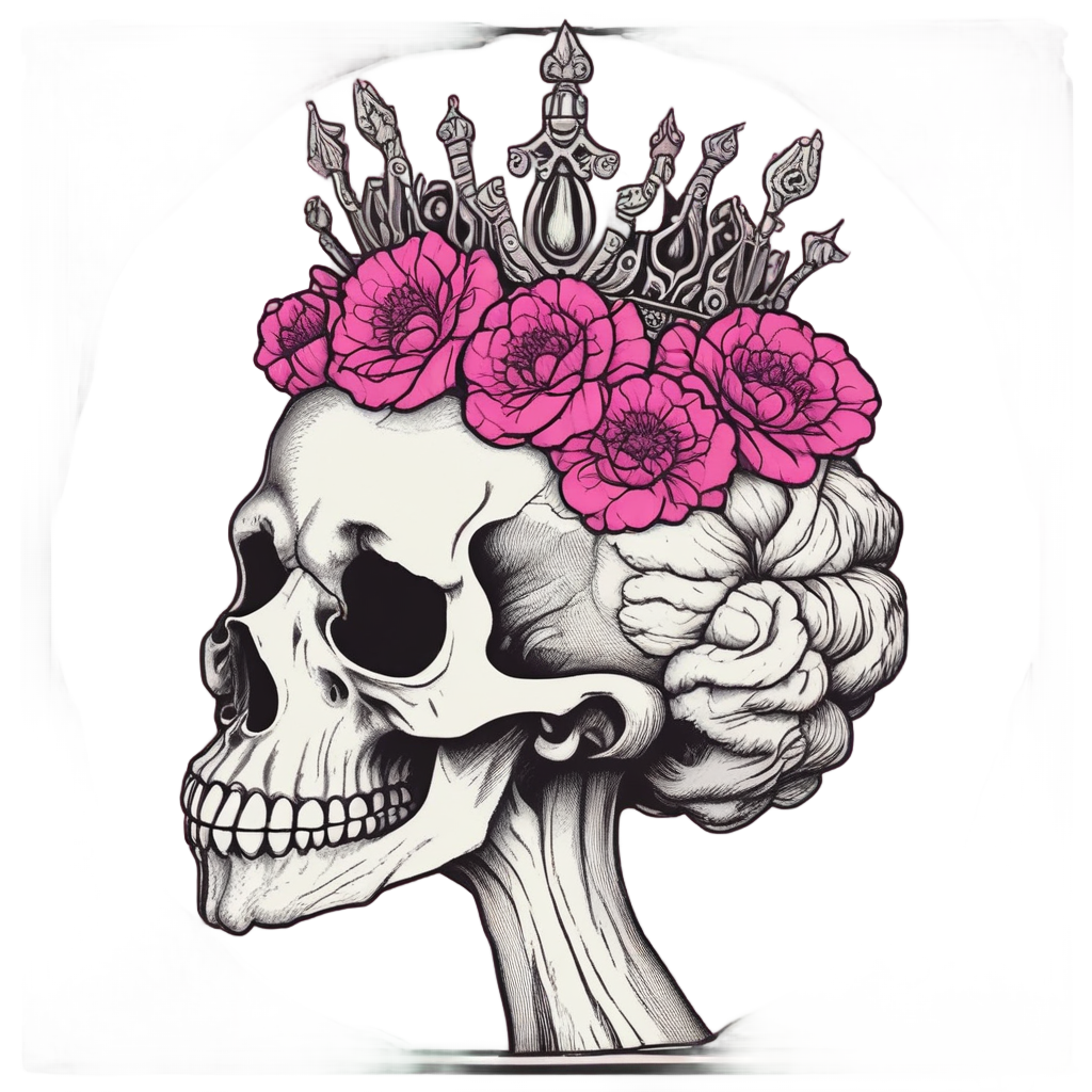 Skeleton Flamingo Crown — floral skull stickers