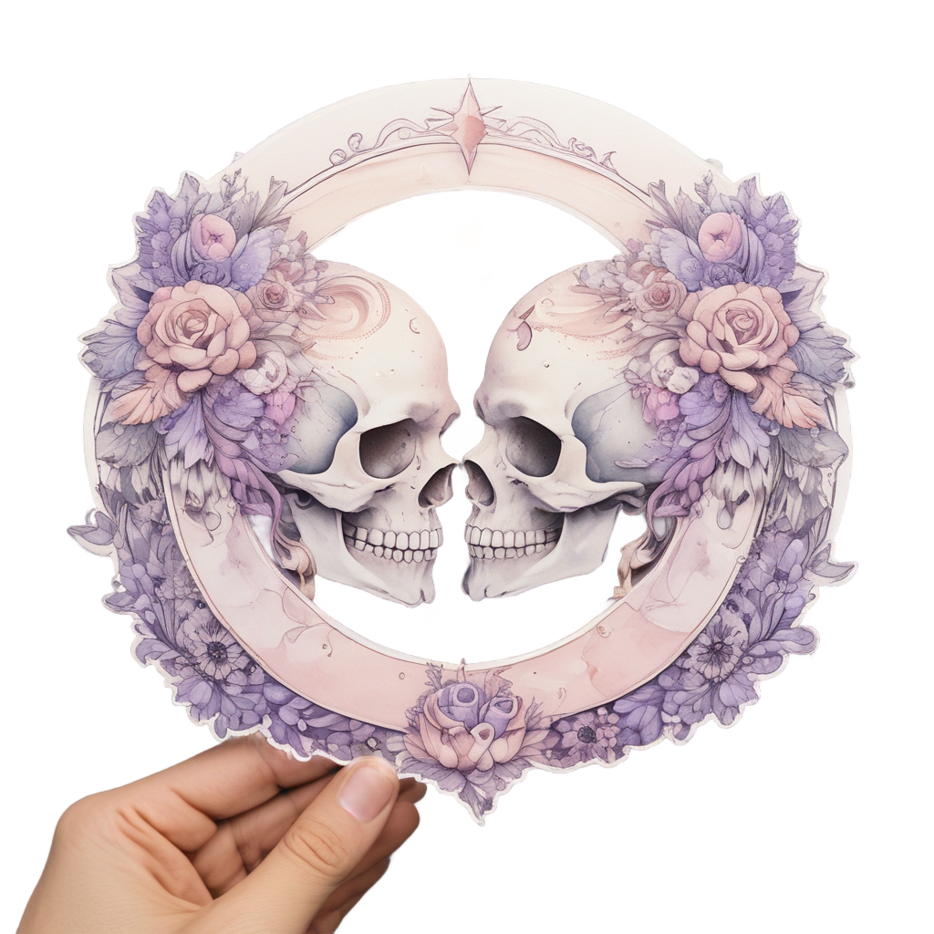 Skeleton Lovebirds Duo — boho skull stickers