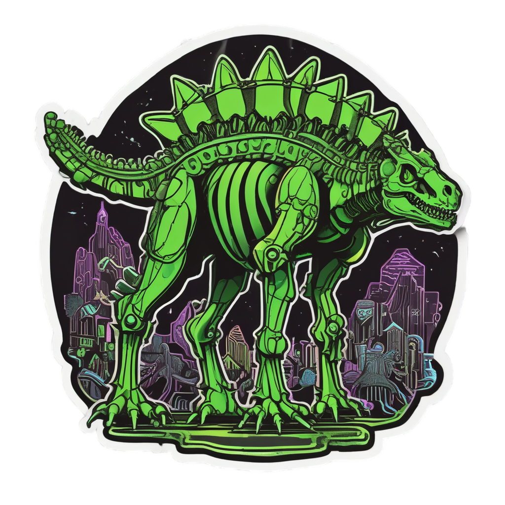 Skeleton Stegosaurus Retro — dinosaurs stickers